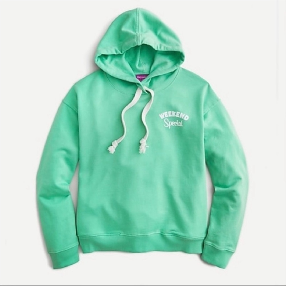 Edie Parker x J. Crew Hoodie Weekend Banana Graphic Oversized Grass Green Small
